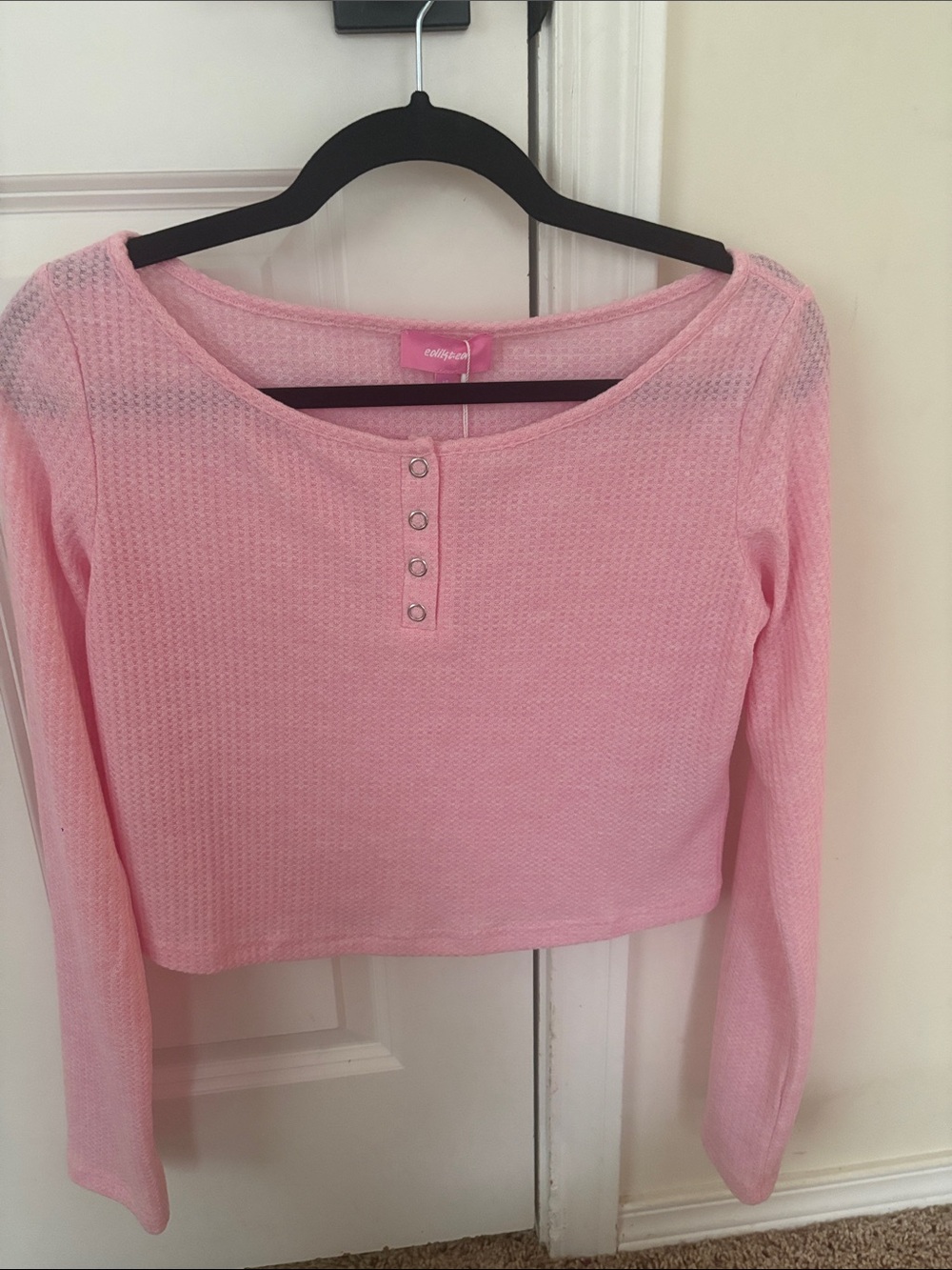 pink edikted waffle knit long sleeve